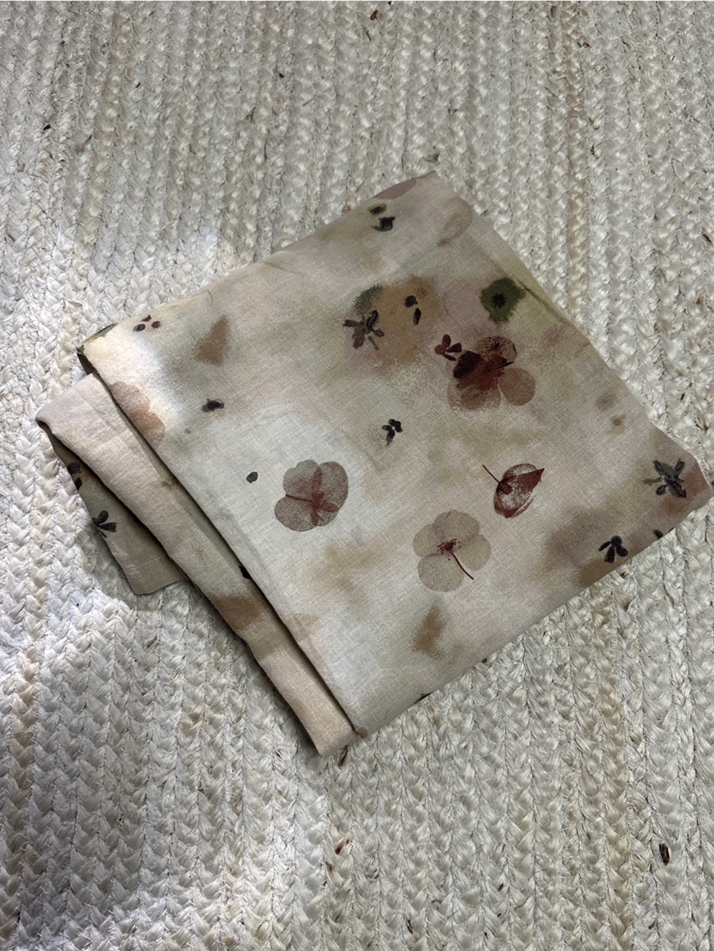 NEW Casaluna Watercolor Khaki Floral Linen Shower Curtain - Picture 2 of 3